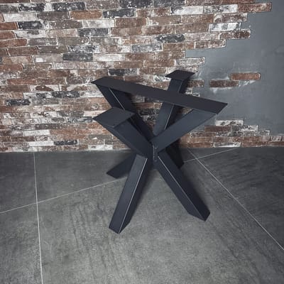 Maison DAM - 1x Spinpoot, koker 8x8cm, hoogte 72cm, mat zwart fijn structuur gepoedercoat, hoogwaardige kwaliteit - Inclusief steldop - Topplaat; 4mm dik - Ronde tafel - Ronde salontafel - Demontabel