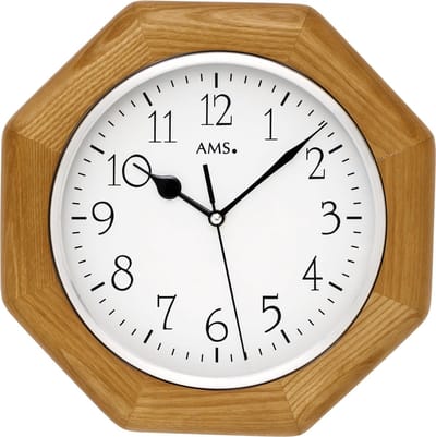 AMS 5512 Wandklok zendergestuurd eikengelakt hout 27 cm ø
