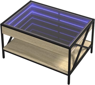 vidaXL Salontafel met Infinity LED 70x50x38 cm sonoma eikenkleurig, bijzettafel, woonkamertafel, middentafel, banktafel, bank tafel, accenttafel
