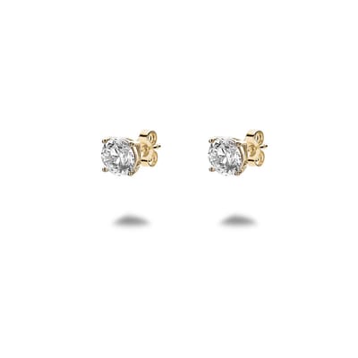 Twice As Nice Oorbellen in 18kt verguld zilver, zirkonia, 6 mm