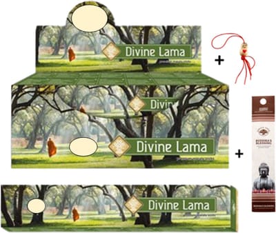 2 pakjes met 15 gram - Masala - Wierook - Wierookstokjes - Incense sticks - Divine Lama + 5 Mini Wierookstokjes + Gelukspoppetje