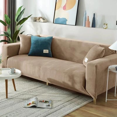 Fluwelen Pluche Bankhoezen 1/2/3/4 Zitplaatsen Jacquard Effen Bankhoes L Vormige Bankhoes Beschermer Bankhoezen 3 SEAT (190-230CM)