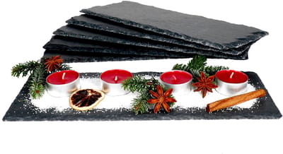 Set van 6 leistenen borden 11x30cm zwart - 23464632