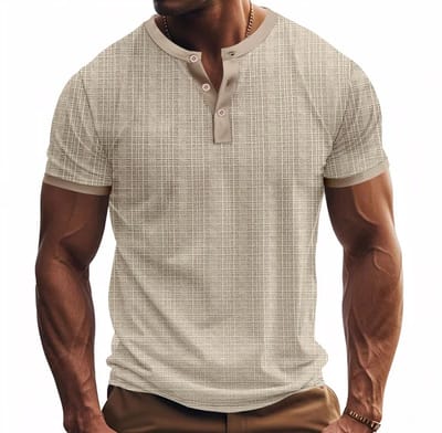 Heren Shirt Beige - Linnen look - Mode - Zomer - T-shirt