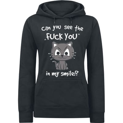 Tierisch - Fun Trui met capuchon - Can You See The Fuck You In My Smile!? - XS tot XXL - voor Vrouwen - zwart