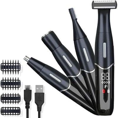 4-in-1 elektrisch ontharingsapparaat Unisex - Scheerapparaat, wenkbrauwtrimmer, gezichtstrimmer, neustrimmer - USB-oplaadbaar en waterdicht