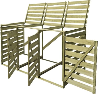 DD® Kliko Ombouw - Containerberging 240L - Kliko Ombouw voor 3 Kliko's - Hout - Groen - 219cm x 92cm x 120cm
