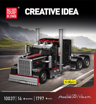 Mould King - 10037 – Amerikaanse Vrachtwagen – Bouwpakket – is compatibel met het bekende merk.