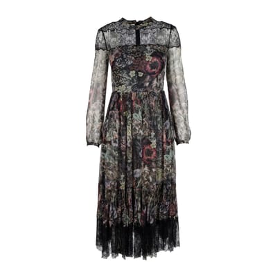 Rode Valentino jurk met kanten details en bloemenprint - jaren 2010