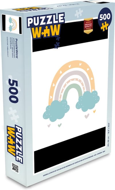 Puzzel Regenboog - Hartjes - Wolken - Stippen - Pastel - Kinderen - Legpuzzel - Puzzel 500 stukjes