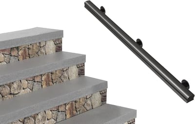 Trapleuning Massief Hout - Veiligheidshandgreep - Veilig Traplopen - Sterke Draagkracht - 300 cm - Zwart