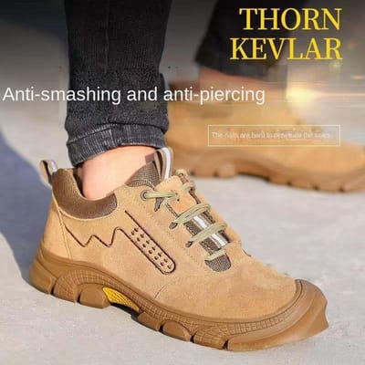 Chaussures d'assurance travail pour hommes anti-écrasement et anti-perforation embout acier semelle souple chantier résistant à l'usure soudeur chaussures de sécurité 46 brown