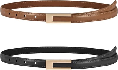 Dunne Leren Tailleband voor Dames, Verstelbare Skinny Riem met Metalen Gesp, Vintage Stijl voor Jurken en Jeans