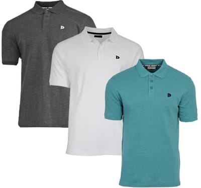3-Pack Donnay - Polo (Noah) - Sportpolo - Heren - Charcoal/White/Teal Blue (770) - maat S