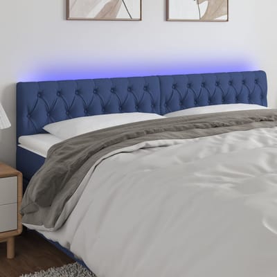 vidaXL - Hoofdbord - LED - 200x7x78/88 - cm - stof - blauw