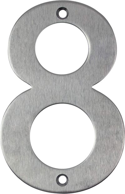 / huisnummer van zilverkleurig roestvrij staal – om te schroeven – 100 mm – nr. 8