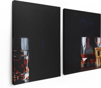 Artaza Canvas Schilderij Tweeluik Sterke Alcohol Drank - Glazen - 120x80 - Foto Op Canvas - Canvas Print
