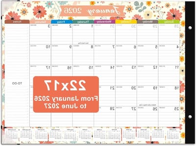 Bureaukalender 2025-2026 - Planners Organizers - Kantoor Thuis - 18 Maanden Plan - 22 x 17 Inch - Kleurrijk Bloemendessin