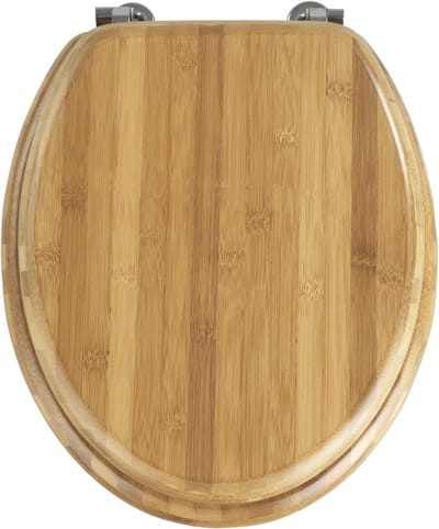 Toiletzitting - Bamboe - Roestvrijstalen bevestiging - 34 x 41 cm - Donkerbruin