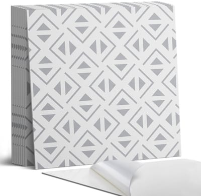 Coloray Plaktegels - Geometrie in vierkanten Portugese Tegels - 30 cm x 30 cm - Grijs Plaktegels - 9 stuks - Vierkant PVC Tegels - Plaktegels Keuken - Zelfklevende Vloertegels - Vinyl Tegels - Zelfklevende Tegels