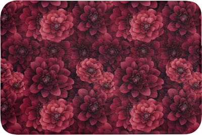 Badmat 90x60 cm - Antislip - Dahlias - Bloemen - Rood - Badmatten voor badkamer - Badkamermat - Douchemat - Badkamer mat