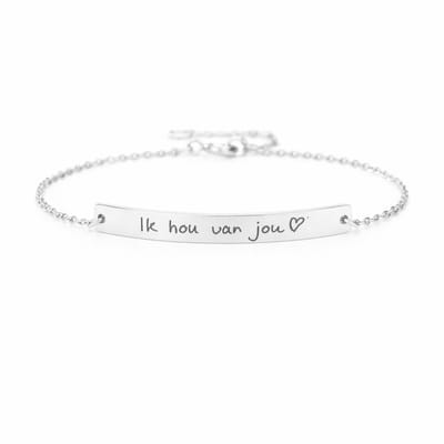 Dames Armband met Eigen Handschrift Bar Zilver