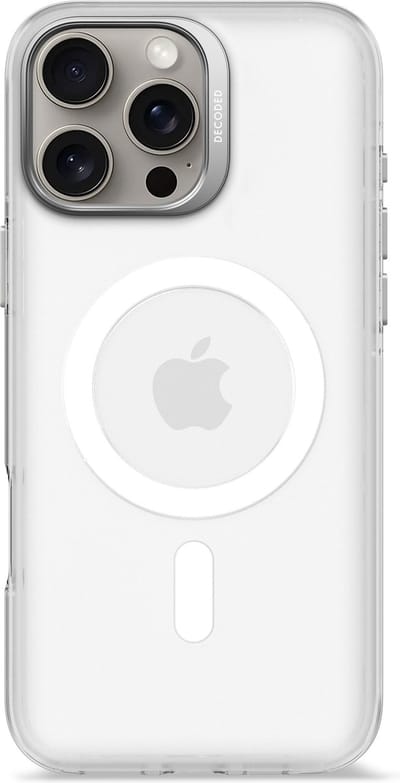DECODED Clear Frosted Hoesje Geschikt voor iPhone 16 Pro Max – Anti-Yellowing - 100% Gerecycleerd Materiaal – Geschikt voor MagSafe - Doorzichtig Hoesje – Wit
