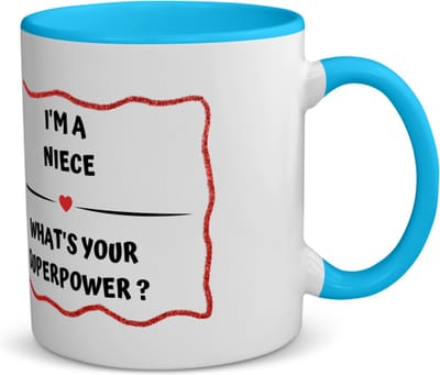 Akyol - i'm a niece what's your superpower? koffiemok - theemok - blauw - Nicht - super nicht - verjaardag - cadeautje voor nicht - nicht artikelen - kado - geschenk - 350 ML inhoud