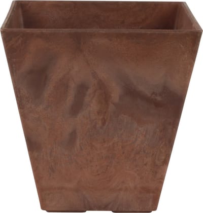 Bloempot/plantenpot - vierkant - gerecycled kunststof - terra bruin - D30 en H30 cm