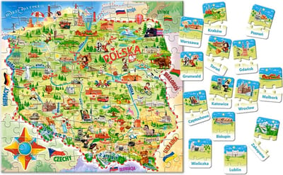 CASTORLAND Educatieve Puzzel Kaart van Polen