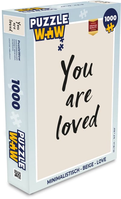 Puzzel Minimalistisch - Beige - Love - Legpuzzel - Puzzel 1000 stukjes volwassenen