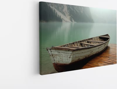 Saammp Canvas Schilderij - Oude Boot - Landschap - Natuur - 45x30 - Foto op canvas - Wanddecoratie - Muurdecoratie Woonkamer - Slaapkamer decoratie - Canvas Print