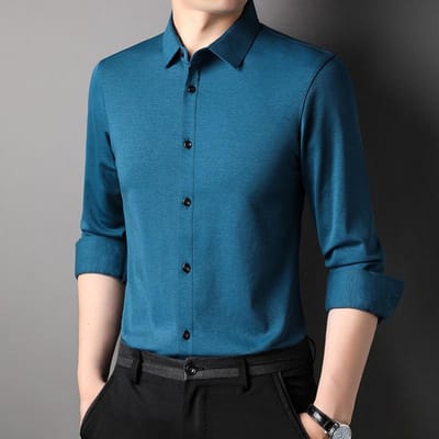 Lente en Herfst Nieuw Heren Moerbeizijde Licht Zakelijk Formeel Overhemd Heren Casual Lange Mouw Heren Overhemd 3XL