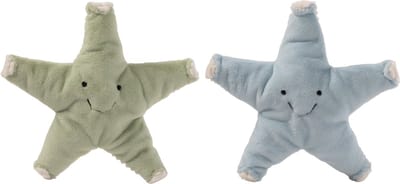 J-Line decoratie Zeester - polyester - muntblauw/groen - set van 2