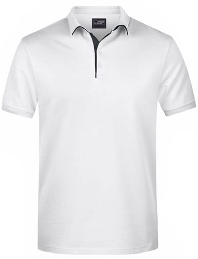 Grote maten polo shirt Golf Pro premium wit/zwart voor heren - Witte plus size herenkleding - Werk/zakelijke polo t-shirts 3XL