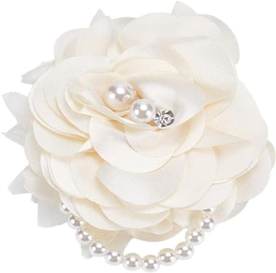 Cosensi - Citroen vormige pioenroos bloem broche van chiffon en polyester met parels voor dames kleding en accessoires - Stijlvolle accessoire met elegante uitstraling