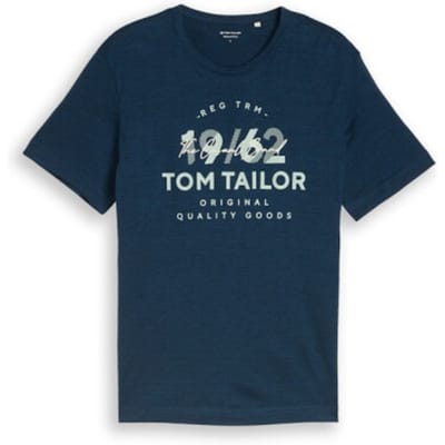 Tom Tailor - T-shirt met logoprint - Maat XXL - navy blue petrol injected