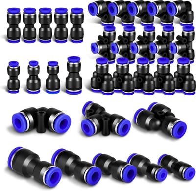Pneumatische Verbindingen Set 8 mm - 24 stuks Kunststof Connectoren Recht/Hoek/Scheider/Verloopstekker