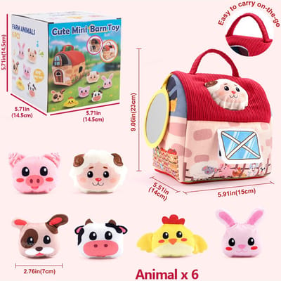Pluche Schuur Boerderijdieren Speelgoed Voor Peuters Baby Sensorisch Draagbaar Boerderijcadeau Voor Baby's Pasgeboren Leercadeau