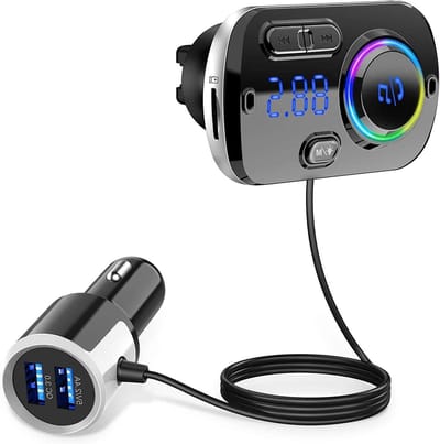 Draadloze FM-zender - Auto Bluetooth Adapter - Muziek Streamen Bellen - Dubbele USB Oplader - QC3.0 Snel Laden - Rood