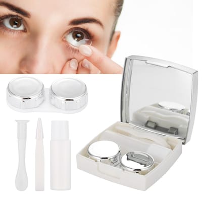 Mini Contactlenzenhouder Oogverzorging Lenzen Container Doosje Draagbare Spiegel Doos Wit