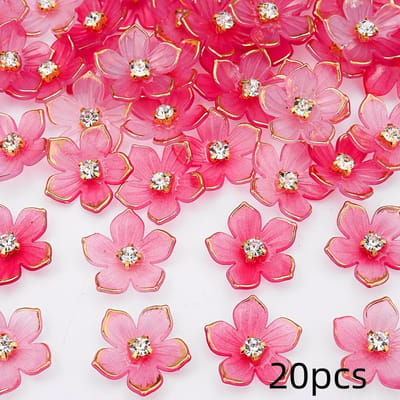 2D Plat - 20 stuks Grote 23 mm Transparante Bloemkralen met Goudkleurige Rand en Strass Meeldraden, Perfect voor het Maken van Sieraden