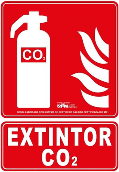 CO2 Brandblusser - Blusmiddel - Brandveiligheid - Klasse B C - 210 x 300 mm