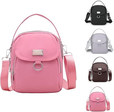 KZQ Waterdichte crossbody nylon messenger bag roze voor dames met meerdere vakken schoudertas voor werk