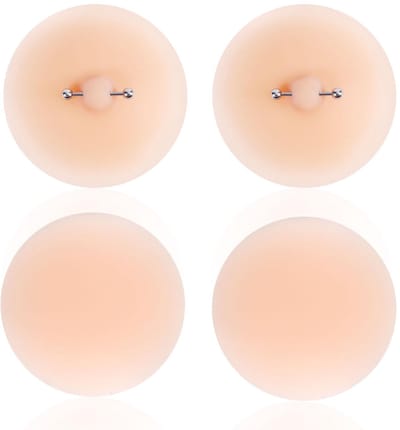 Dailygoods- Tepelbeschermer Herbruikbaar - Siliconen Tepelbeschermers - Tepelpads met Piercing - Waterdicht - 4 Stuks - 8,3 cm Diameter