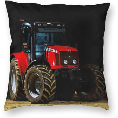 Massey Ferguson Tractor Kussensloop Polyester Linnen Fluweel Patroon Rits Decoratieve Kussensloop Kamer Kussenhoes 18 Peach skin 30*30(CM)-1Pcs black