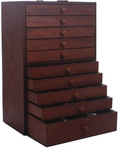 Juwelendoos Houten - Opbergkist Sieraden - Sieraden Organiseren - 10 Grote Lades - 30x19.5x46cm - Niet gespecificeerd