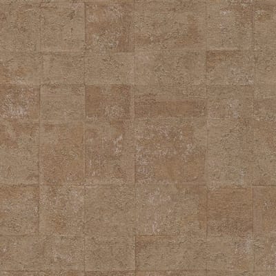 Steen tegel behang Profhome 396711-GU vliesbehang hardvinyl warmdruk in reliëf gestructureerd in metallic look en metallic effect goud bronzen parelmoer-grijs 5,33 m2