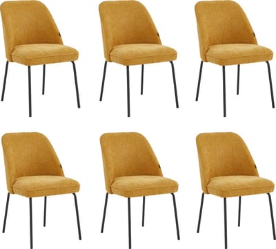 Colenis® - Julia Eetkamerstoel - Set Van 6 - Okergeel - Linnen Stof - Industrieel - Design