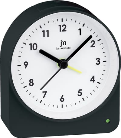 Just a Minute | Wekker | Zwart met stil uurwerk / De wekker beschikt over een alarm en snooze functie.